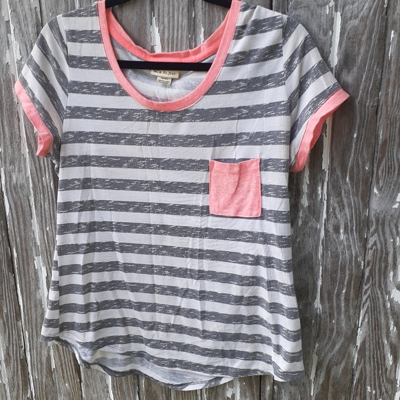 Tops - 2 for $10 Striped, short sleeve, pocket tee